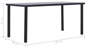 Fekete és betonszürke MDF étkezőasztal 160 x 80 x 75 cm