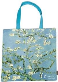 Textil bevásárlótáska 38x40cm, polyester, Van Gogh: Mandulavirágzás