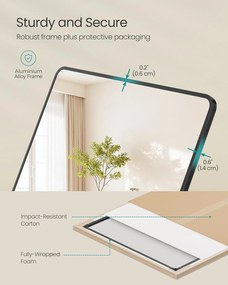 állótükör, 165 x 60 cm, fekete