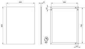 Sapho - AROWANA keretes tükör 60x80 cm matt fekete