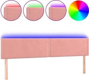 vidaXL rózsaszín bársony LED-es fejtámla 160x5x78/88 cm