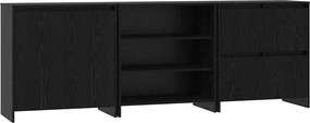 vidaXL Széf fiókkal 3 pcs Fekete tölgy 70 x 41 x 75 cm Faanyag