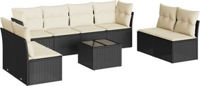 vidaXL 9 részes fekete polyrattan kerti ülőgarnitúra párnákkal
