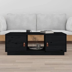 Fekete tömör fenyőfa dohányzóasztal 100 x 100 x 40 cm