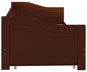 sötétbarna fenyőfa kihúzható kanapéágy keret 90 x 200 cm