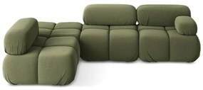 Világoszöld bársony moduláris sarokkanapé (bal oldali) Lokua – Makamii