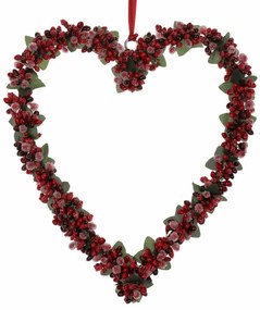 Függő téli dekoráció Szív bogyókkal II, 25 cm