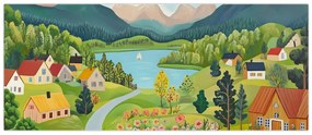Kép - Falu a hegyekben (120x50 cm)