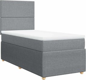 vidaXL világosszürke szövet rugós ágy matraccal 100 x 200 cm