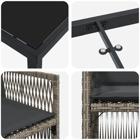 5 Darabos Kerti Étkezőszett Párnákkal Szürke Polyrattan