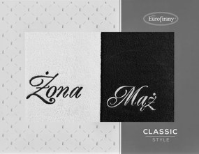 Törölköző szett 2 db Férj és feleség 2x70/140 fehér/fekete