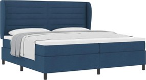 vidaXL Boxrugós ágy matracmal fejtámlával Kék 200 x 200 cm szövet