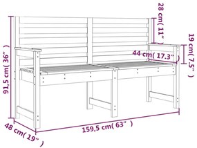 tömör fenyőfa kerti pad 159,5x48x91,5 cm