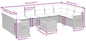 11 részes bézs polyrattan kerti ülőgarnitúra párnákkal