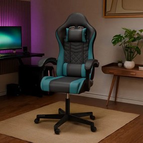 Juskys HyperSeat irodai szék - fekete/türkiz