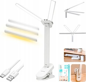 LED-es asztali lámpa Tompítható Állítható Iskolai íróasztal tartó Csipesz +usb-c
