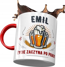 Piros bögre Emil Kollégának Ajándék Nyomtatott Fotóval