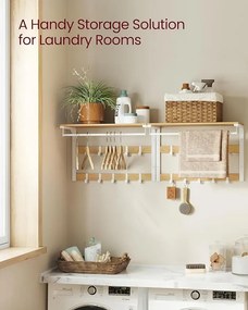 Fali ruhafogas polccal, tölgy szín–fehér