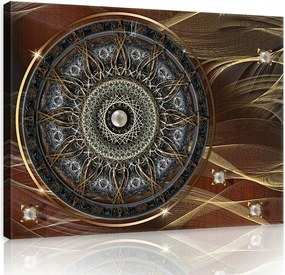 Vászonkép 80x60 Arany nyugalom geometrikus mandala a nappaliba boho stílusban