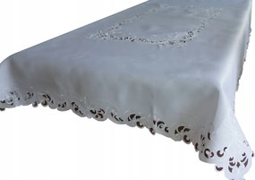 Abrosz Asztalra 150x350 Fehér Dekoratív Hímzéssel