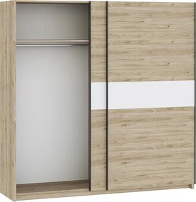 BERNO ruhásszekrény, 200 cm | Jackson hickory tölgy + Fehér