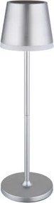 Globo 36637SM Solar asztali lámpa, fém/műanyag ezüstszínű metál, műanyag szatírozott, csúszókapcsoló, CR18650 1200mAh 3.7V, IP44, 2 szerelési magasság: 41 cm/26 cm, ø: 110mm, M: 410mm, tartozék: 10x LED 0.06W 3V, 3000K