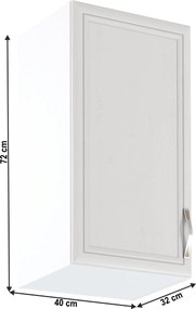 Felsőszekrény G40, balos, fehér/sosna Andersen, SICILIA