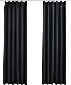 vidaXL 2 db fekete sötétítőfüggöny kampókkal 140 x 225 cm