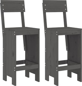 vidaXL 2 db szürke tömör fenyőfa ülőke 40x48,5x115,5 cm