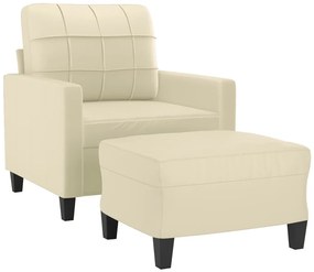 vidaXL krémszínű műbőr kanapéfotel lábtartóval 60 cm