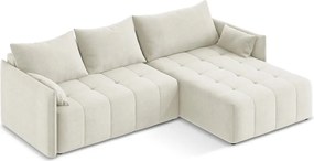 Bézs kinyitható-tárolóhelyes sarokkanapé (jobb oldali-heverő résszel) Moku – Makamii