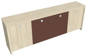 Verno alacsony szekrény 248 x 46 x 90 cm, kombinált ajtó, akác / barna