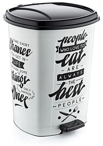 Műanyag pedálos szemetes, fehér/fekete mintás, GOGO 20L