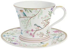Birds Melody porcelán teáscsésze és csészealj 200ml díszdobozban