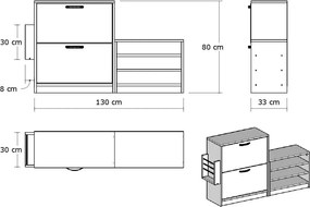 Trend White cipősszekrény