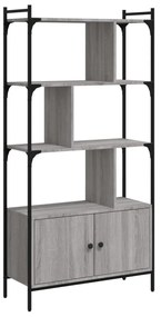 szürke sonoma szerelt fa könyvespolc ajtókkal 76,5x30x154,5 cm