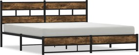 vidaXL füstös tölgy színű fém ágykeret matrac nélkül 193 x 203 cm