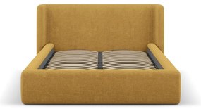 Mustársárga kárpitozott ágyneműtartós franciaágy ágyráccsal 200x200 cm Jason – Windsor &amp; Co Sofas