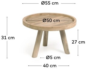 Natúr színű teakfa kerek dohányzóasztal ø 55 cm Glenda – Kave Home