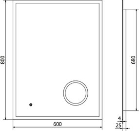Mexen Kala világított fürdőszobai tükör kozmetikai tükörrel 60 x 80 cm, LED 6000K, páramentesítő