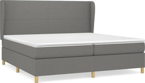 vidaXL sötétszürke szövet rugós ágy matraccal 200 x 200 cm