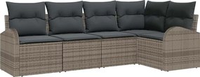 vidaXL Kerti Kanapé Szett párnával tárolóval 5 pcs Szürke polirattan