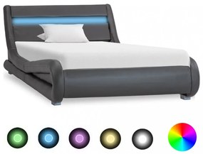 szürke LED-es műbőr ágykeret 100 x 200 cm
