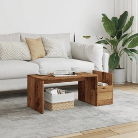 Antik fa színű szerelt fa dohányzóasztal 90 x 45 x 35 cm