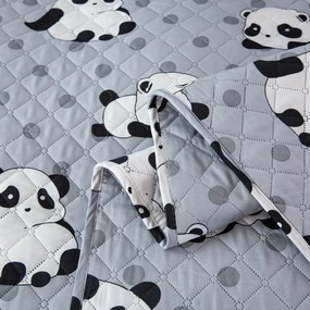 Ágytakaró mintás PANDA szürke Méret: 170 x 210 cm