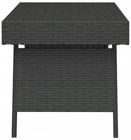 fekete összecsukható polyrattan kisasztal 60 x 40 x 38 cm