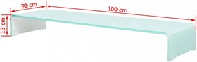 zöld üveg TV állvány/monitor magasító 100 x 30 x 13 cm