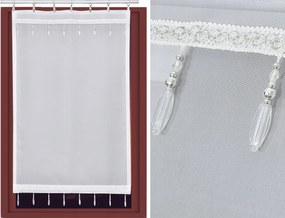 Kész függöny panel, fátyol képernyő fehér gyöngyökkel 60x110 cm széles