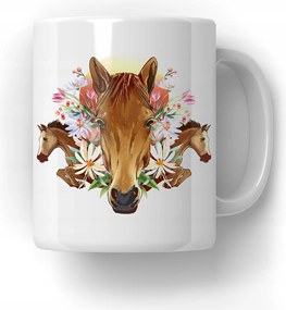Bögre Floral Horses Ajándék Nyomtatott Lovak Ló Lovak