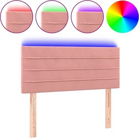 vidaXL rózsaszín bársony LED-es fejtámla 90x5x78/88 cm